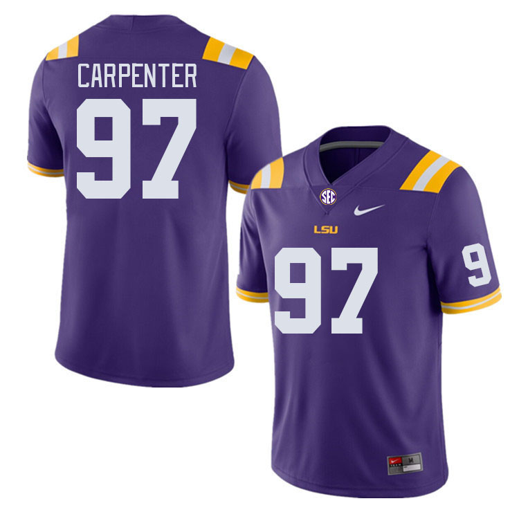 Men #97 Dylan Carpenter LSU Tigers College Football Jerseys Stitched Sale-Purple